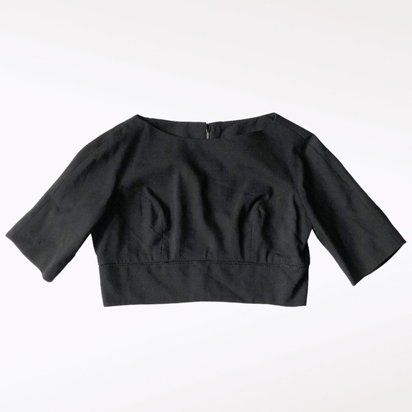 Lord & Taylor Vintage Cropped Black Blouse Structured – 70s Minimalist, Size S - Picture 4 of 15